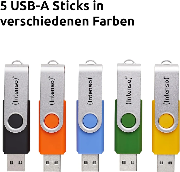 Intenso Office Line Multipack 16GB mehrfarbig, USB-A, USB 3.2 Gen 1×1, 5er-Pack