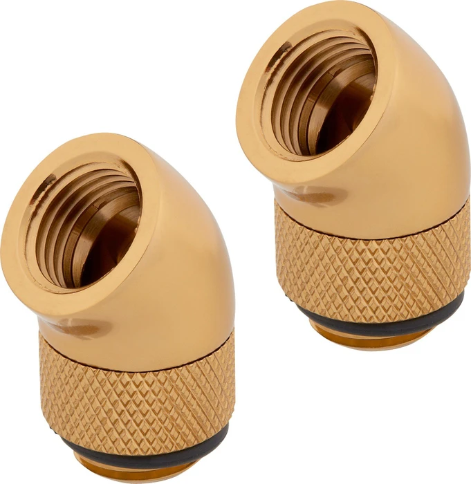Corsair Hydro X Series XF Hardline, Winkeladapter 45° G1/4", gold, 2er-Pack
