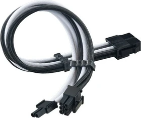 SilverStone PP07E Serie P07E-PCIBW, 6/8-Pin PCIe Verlängerungskabel, 300mm, sleeved schwarz/weiß