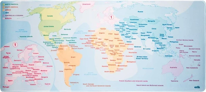 Grupo Erik Editores World Map 2 XL, 800x350mm, Motiv blau
