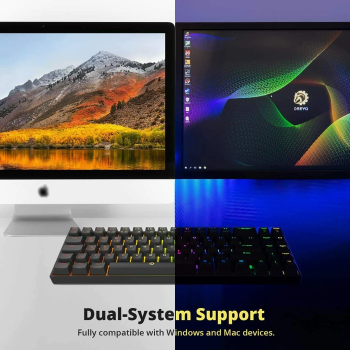 Drevo Calibur V2 Pro TKL PC/Mac, LEDs RGB, schwarz, Gaote Outemu BROWN, USB/Bluetooth, DE