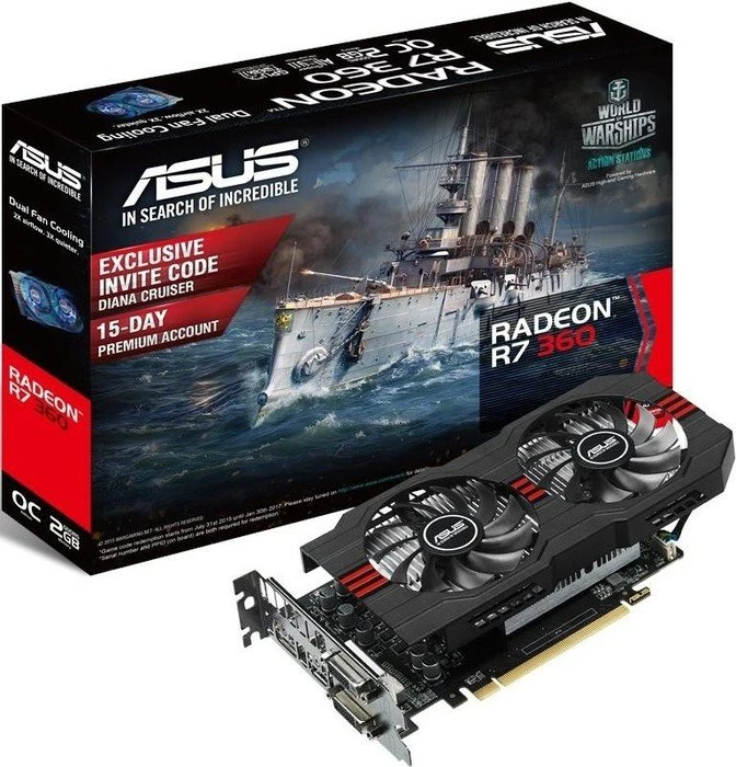 ASUS Radeon R7 360, R7360-OC-2GD5-V2, 2GB GDDR5, 2x DVI, HDMI, DP