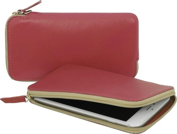 Stilgut Ledertasche mit Reißverschluss L rot