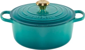 Le Creuset Signature Gusseisen Bräter rund 26cm 5.3l bleu riviera