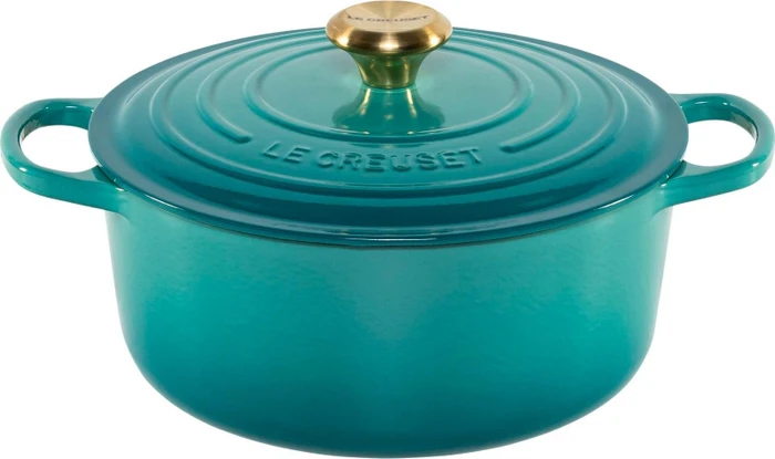 Le Creuset Signature Gusseisen Bräter rund 26cm 5.3l bleu riviera