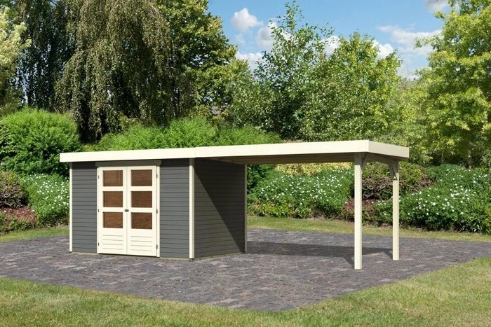 Karibu Askola 4 Gartenhaus inkl. Anbau 2.8m terragrau