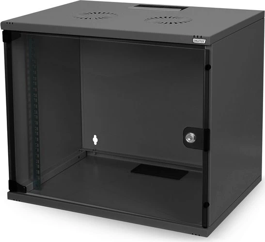 Digitus Professional SoHo-Line Wandschrank 7HE, unmontiert, Sicherheitsglastür, IP2X, schwarz, 400mm tief