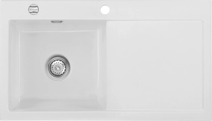 systemceram Mera 90 F Einbau Becken links mit Ablauffernbedienung satin