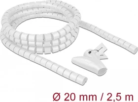DeLOCK Spiralschlauch Kabelkanal mit Einziehwerkzeug, 20mm, 2.5m, weiß