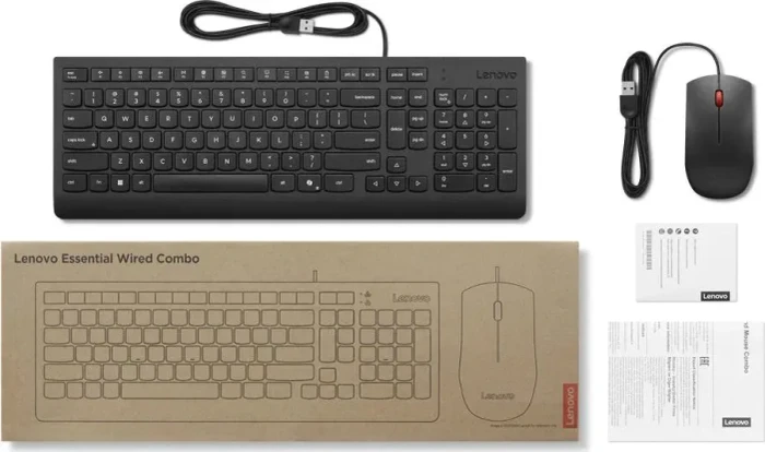 Lenovo Essential Wired Combo, mit Copilot-Taste, USB, PL