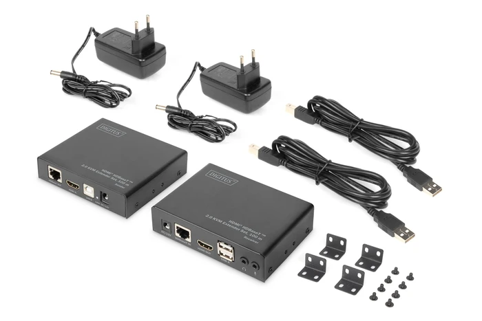 Digitus HDMI KVM Extender Set Extender HDBaseT 2.0, 4K, 60Hz, Cat6a/7/8, 100m