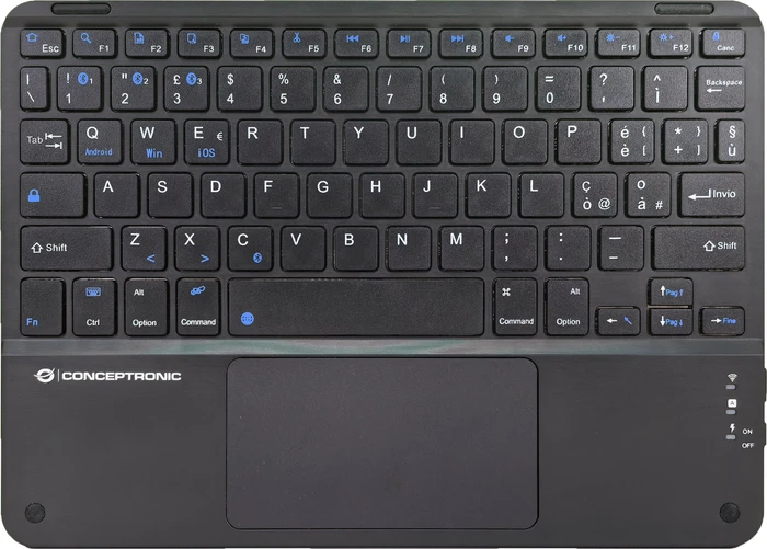 Conceptronic TOBIN01BIT 10-Zoll-Bluetooth-Tastatur mit Touchpad, Bluetooth, IT