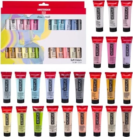 Royal Talens Amsterdam Soft Colors Acrylfarben, 24 Farben, 20ml