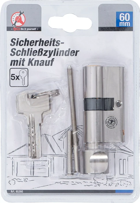 BGS technic Sicherheits-Türzylinder 60mm, mit Drehknauf