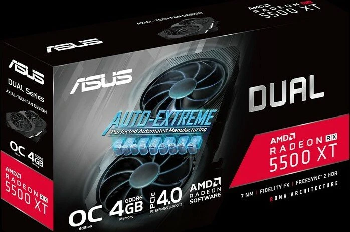 ASUS Dual Radeon RX 5500 XT OC EVO, DUAL-RX5500XT-O4G-EVO, 4GB GDDR6, HDMI, 3x DP
