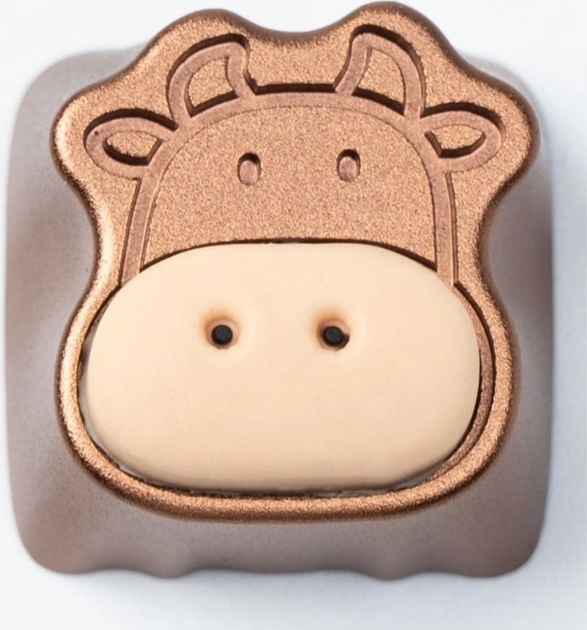 Keychron Cute Cows Alu Alloy Artisan Keycap, Silikon, Aluminium, rosa/braun, 1 Taste