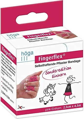 Höga Fingerflex Selbsthaftende Pflaster Bandage rosa Einhorn, 2.5cm x 4.5m, 1 Stück