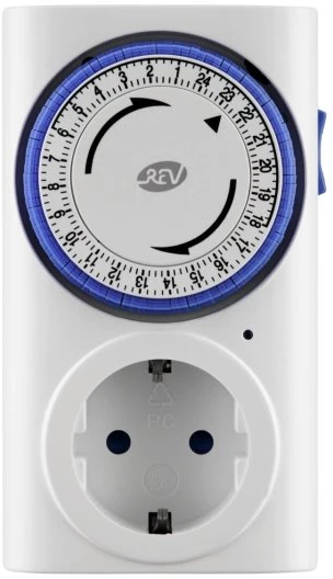 REV Ritter mechanische Tageszeitschaltuhr Premium, blau/weiß