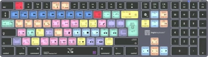 LogicKeyboard Titan Wireless Adobe Premiere Pro CC Mac, Titanium Gray, LEDs weiß, USB/Bluetooth, UK