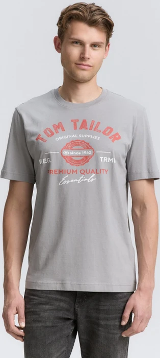 Tom Tailor Logo-Print T-Shirt kurzarm formal grey (Herren)