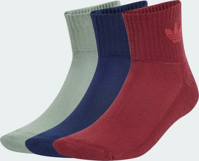 adidas Mid-Cut Crew Socken shadow red/silver green/night indigo, 3 Paare