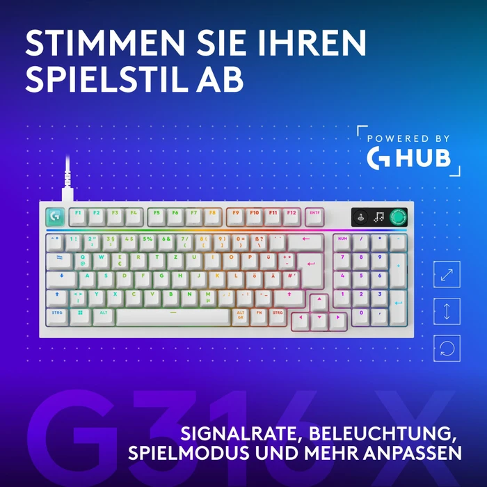 Logitech G316 X 98, weiß, Tactile Switch, USB, ES