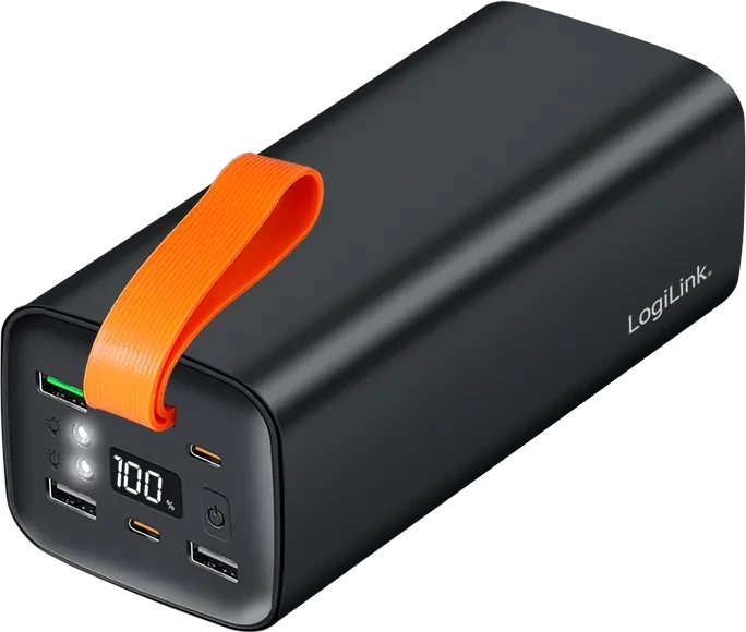 LogiLink Powerbank QC 3.0 PD 3.0 50000mAh 100W schwarz/orange