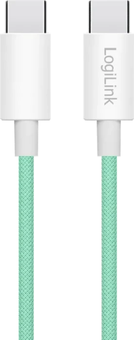 LogiLink USB-C Kabel, USB 2.0, 480Mb/s, 60W PD, USB-C Stecker auf USB-C Stecker, Nylon, grün, 1.5m