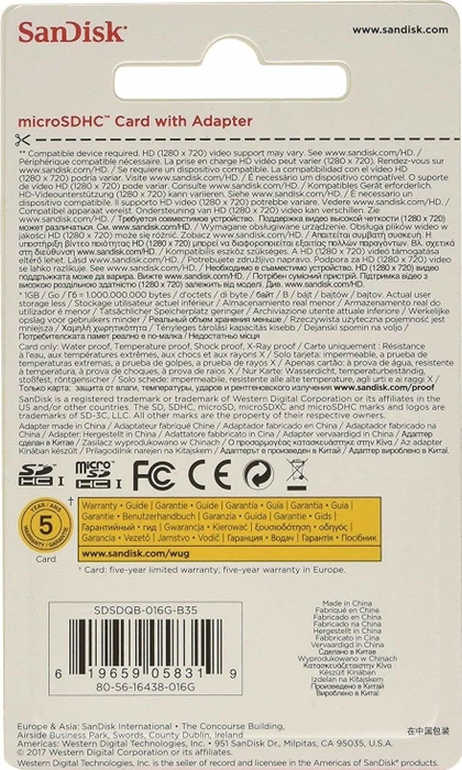 SanDisk 16GB Kit, Class 4