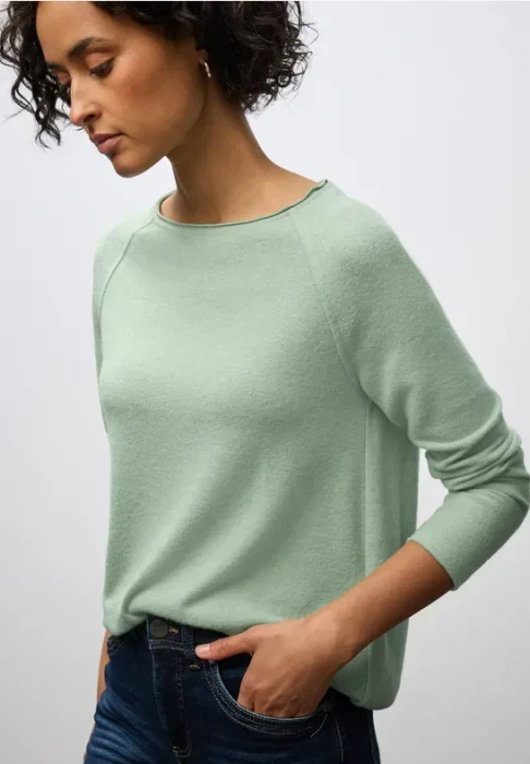 Street One Soft Melange Shirt langarm serene green mel. (Damen)