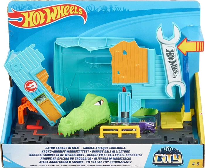 Mattel Hot Wheels City Kroko-Angriff Werkstatt Spielset