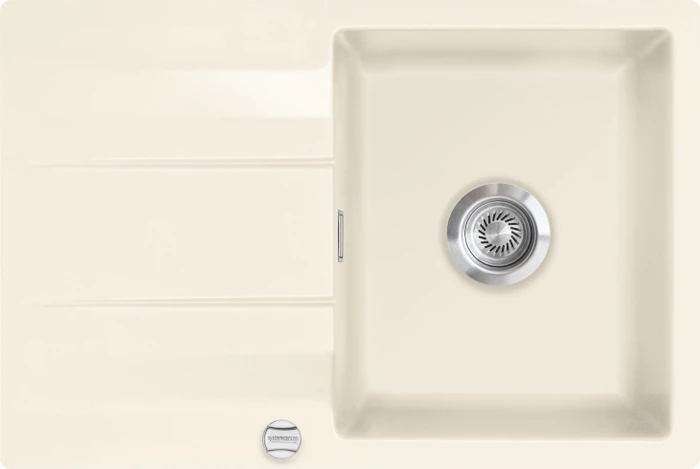 systemceram Genea 75 F Einbau Becken reversibel mit Ablauffernbedienung magnolie