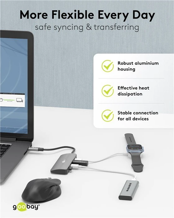 Wentronic goobay Slim 4-Port USB-Hub, 4x USB-C 3.1, USB-C 3.1 [Stecker]