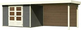 Karibu Askola 4 Gartenhaus inkl. Anbau 2.8m + Rückwand terragrau