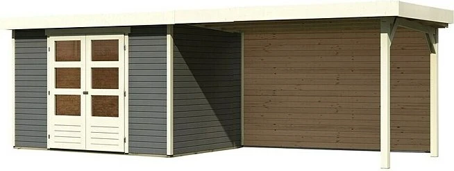 Karibu Askola 4 Gartenhaus inkl. Anbau 2.8m + Rückwand terragrau