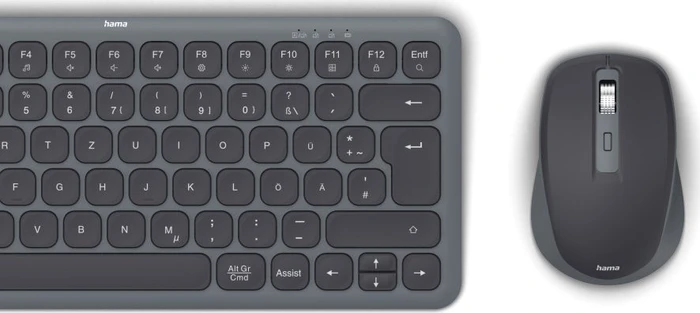 Hama WKM-500 Multi-Device-Tastatur-Maus-Set, klein, schwarz, USB/Bluetooth, DE