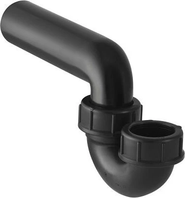 Geberit Röhrensiphon für Ausgussbecken, mit Quetschverschraubung, Einlauf vertikal und Abgang horizontal, 56/56mm