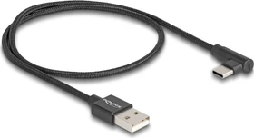 DeLOCK Adapterkabel, USB 2.0, 480Mb/s, USB-C [Stecker] auf USB-A [Stecker], gewinkelt, schwarz, 0.5m (80029)