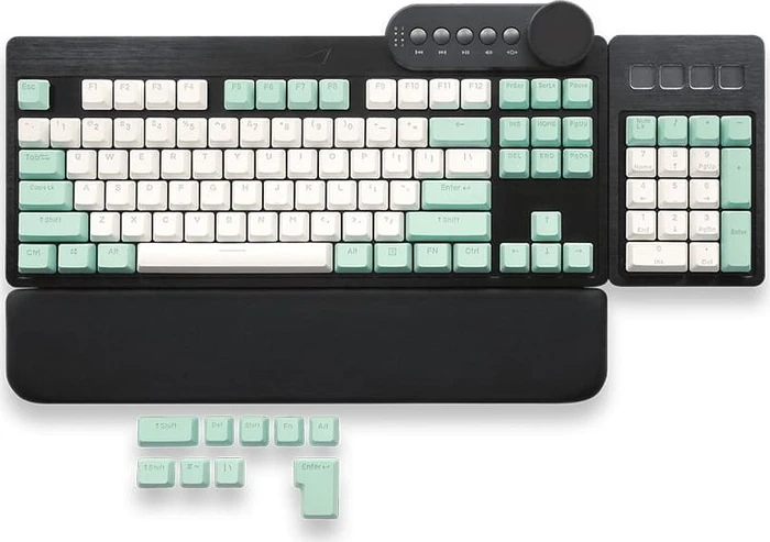 Mountain Mineral Keycap Set, Kunststoff (PBT) Double-Shot, weiß/türkis, 113 Tasten (104+9), ANSI-US