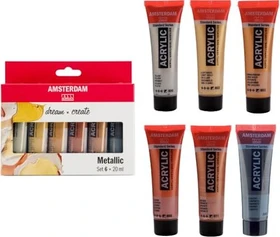 Royal Talens Amsterdam Metallic Acrylfarben, 12 Farben, 12ml