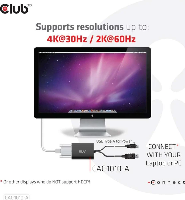 Club 3D aktiver DisplayPort/Dual-Link DVI Adapter, HDCP OFF Version, für Apple Cinema Displays