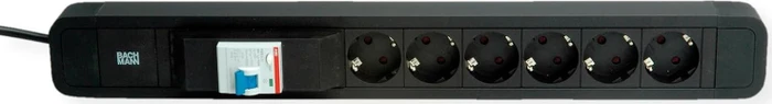 Bachmann Primo 2, 6-fach, FI-Schutzschalter, 2m, schwarz