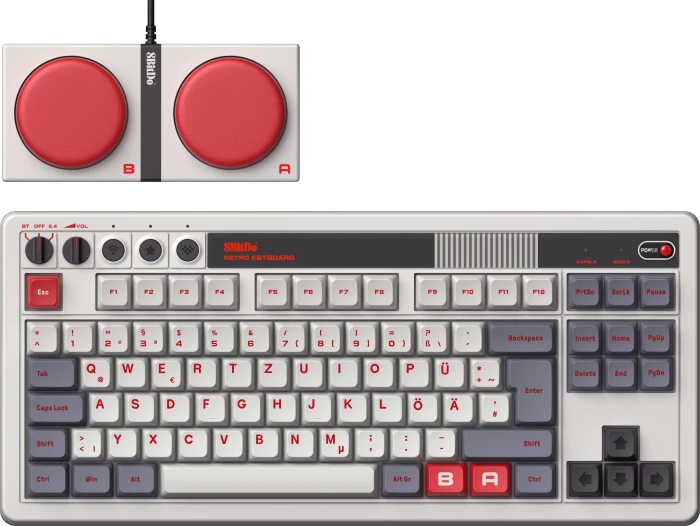 8BitDo Retro Mechanical Keyboard, N Edition, grau, Kailh Box V2 WHITE, USB/Bluetooth, DE