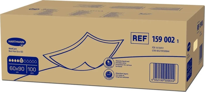 Hartmann MoliCare Bed Mat Eco 5 Tropfen Bettschutzeinlage, 60x90cm, 100 Stück