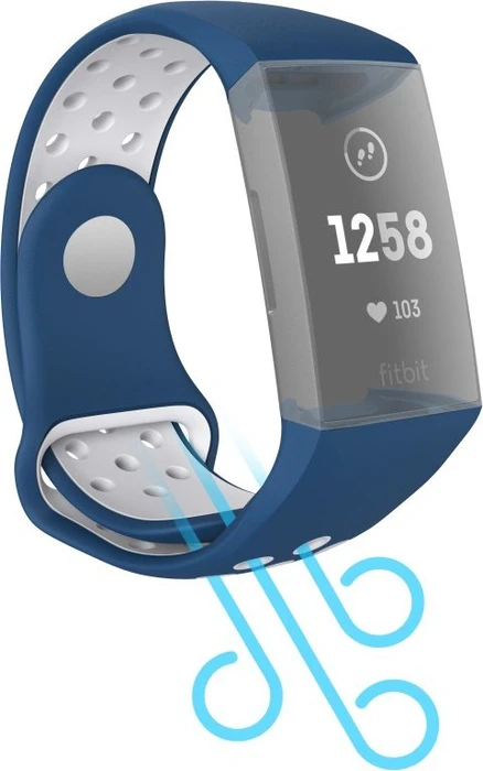 Hama Ersatzarmband Sport für Fitbit Charge 3/4 blau/grau