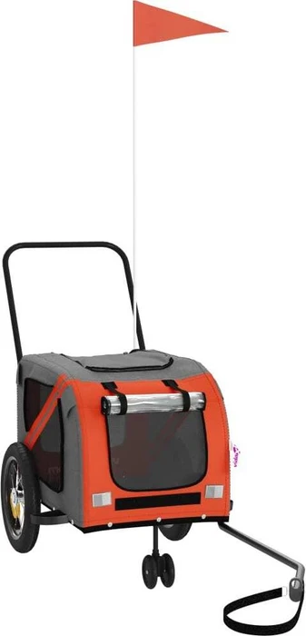 vidaXL Hunde 122x52cm Fahrradanhänger orange/schwarz