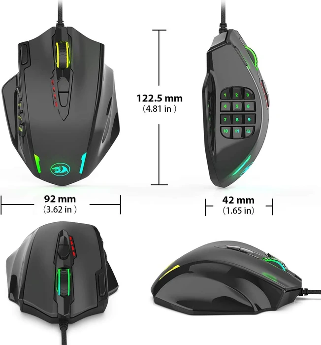 Redragon M908 Impact RGB MMO schwarz, USB