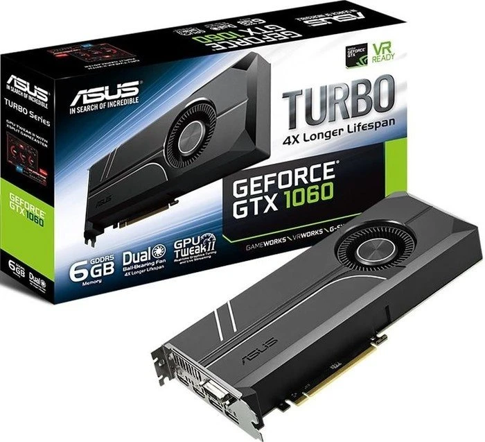 ASUS Turbo GeForce GTX 1060, TURBO-GTX1060-6G, 6GB GDDR5, DVI, 2x HDMI, 2x DP