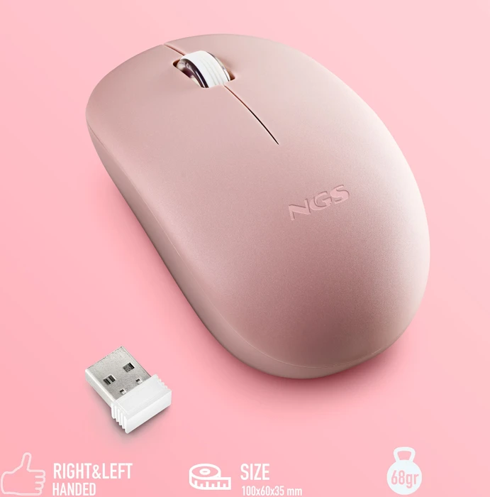 NGS Fog Pro Silent Wireless Mouse rosa, USB