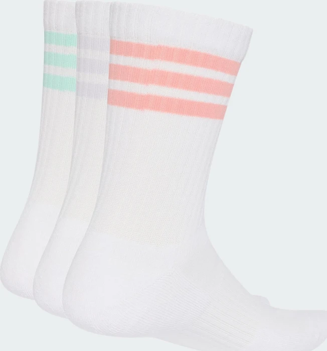 adidas 3-Streifen Cushioned Crew Socken white/semi frozen turbo/clear mint/frozen purple, 3 Paare